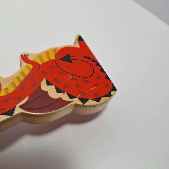 Wooden Dragon Alex Pretends Castle Figure Red Black Fire Breathing - Picture 5 of 7